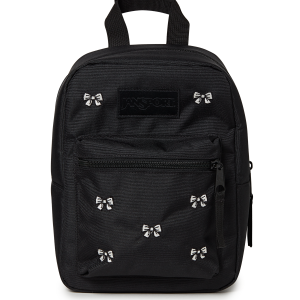 Big Break Lunch Bag - Embroidered Bows Black